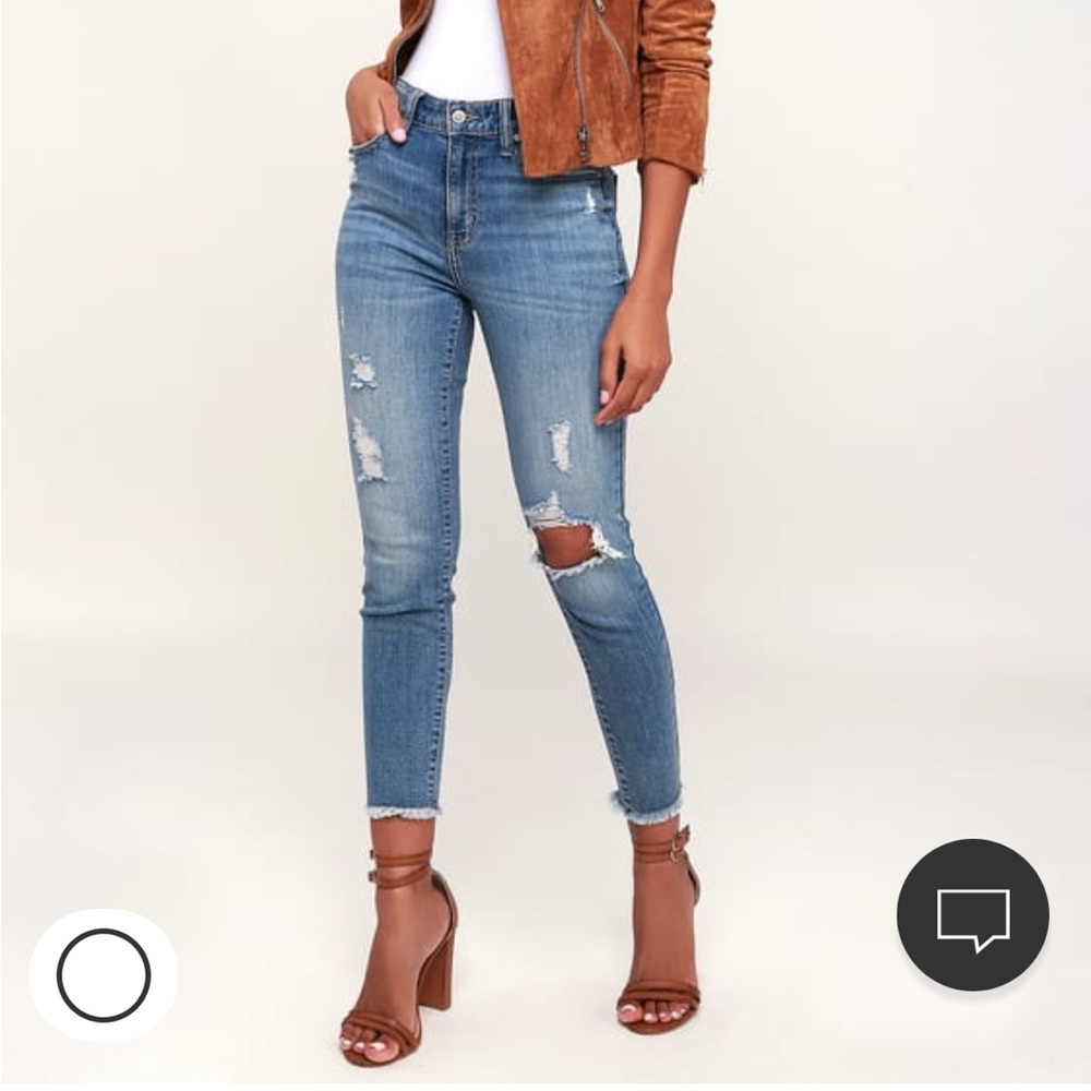 Clara Medium Blue High-Waisted Distressed Skinny Jeans